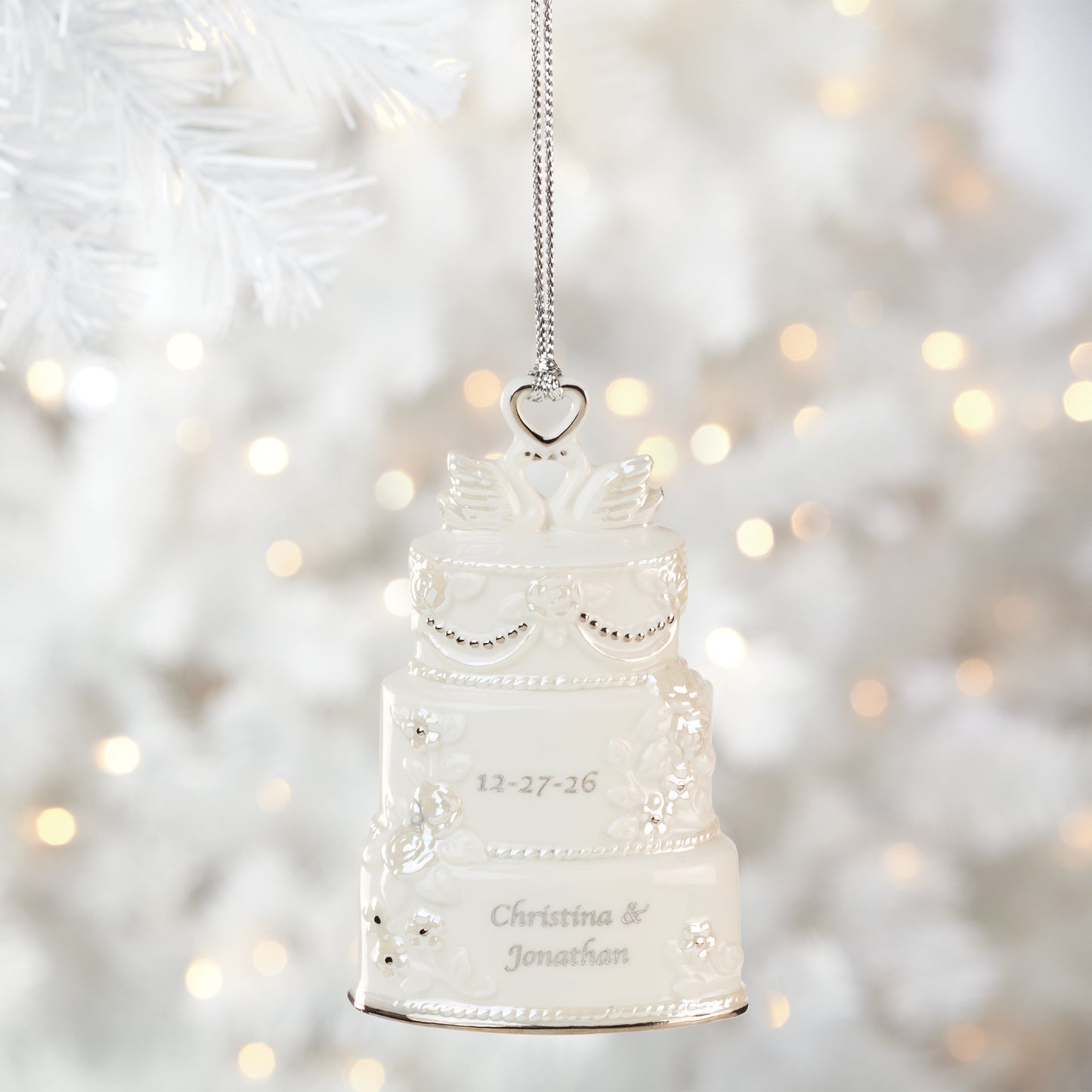 Personalized Celebrate Love Wedding Cake Ornament