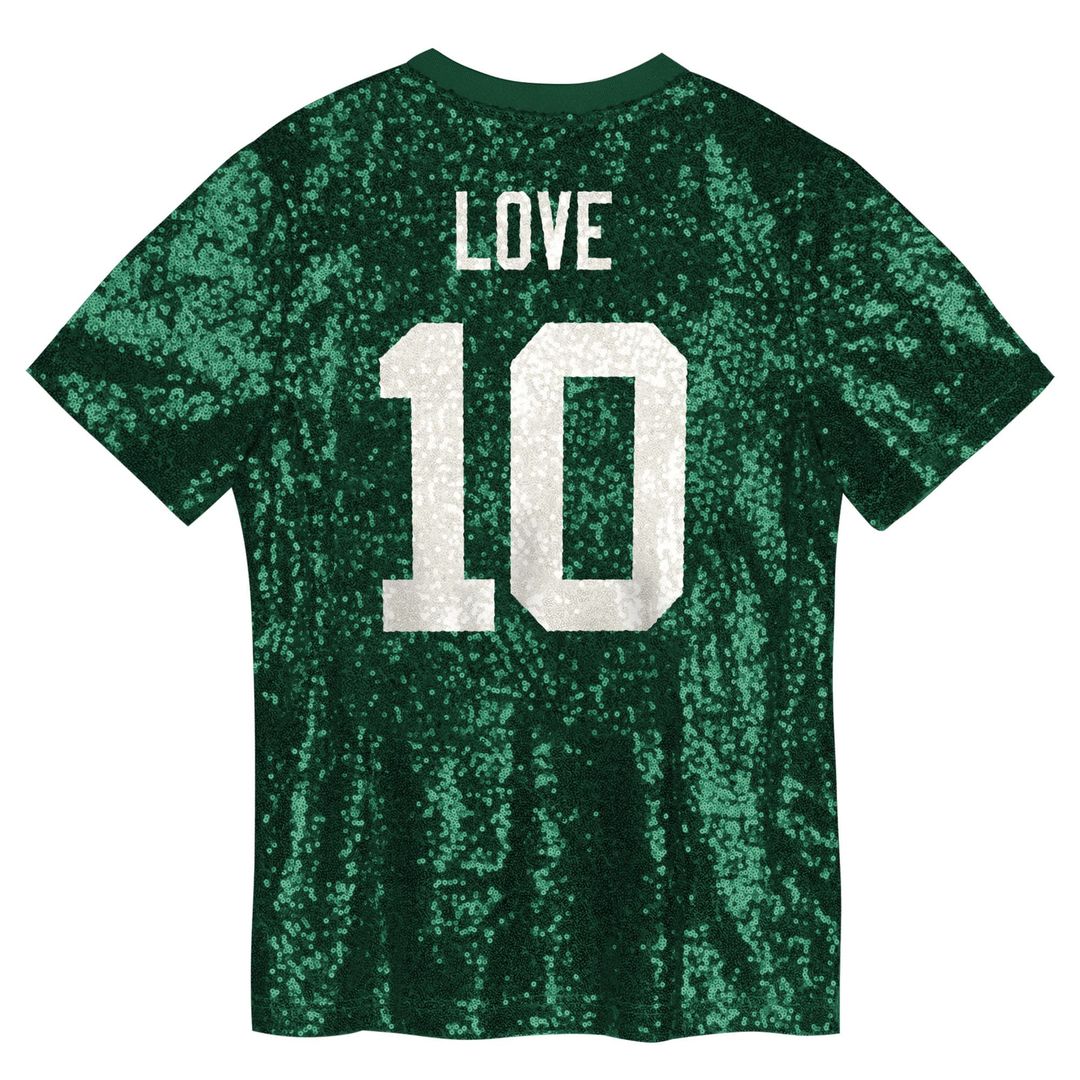 Love Green Bay Packers Girls Youth Sequin V-Neck Fashion Jersey - Green