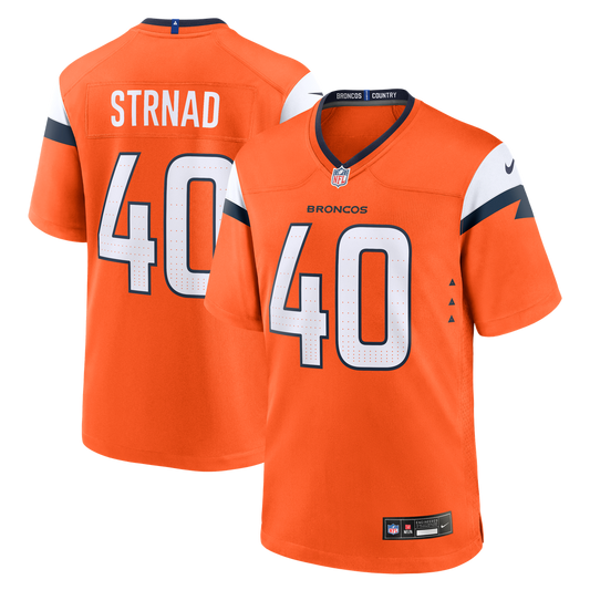Justin Strnad Denver Broncos Team Game Jersey - Orange