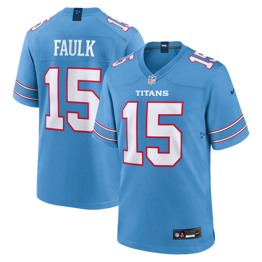 Keldric Faulk Tennessee Titans 2026 Draft First Round Pick No.31 Game Jersey - Light Blue