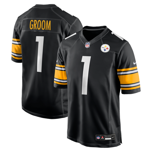 Number 1 Groom Pittsburgh Steelers Game Jersey - Black