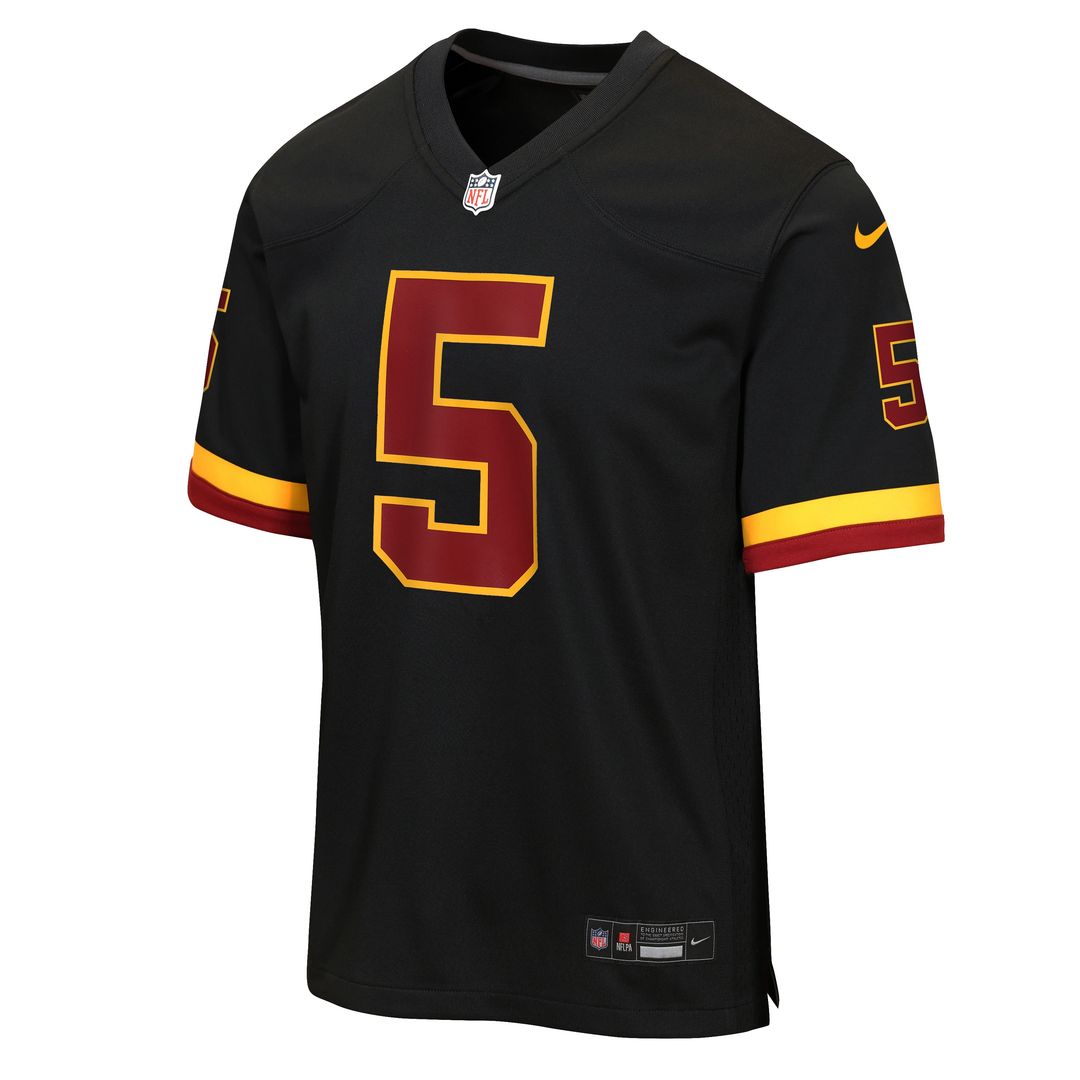 Jayden Daniels Washington Commanders Youth Hail Raiser Alternate Game Jersey - Black