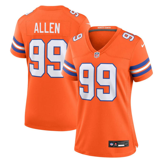 Zach Allen Denver Broncos Women's Mile High Collection 1977 Throwback Player Game Jersey - Orange
