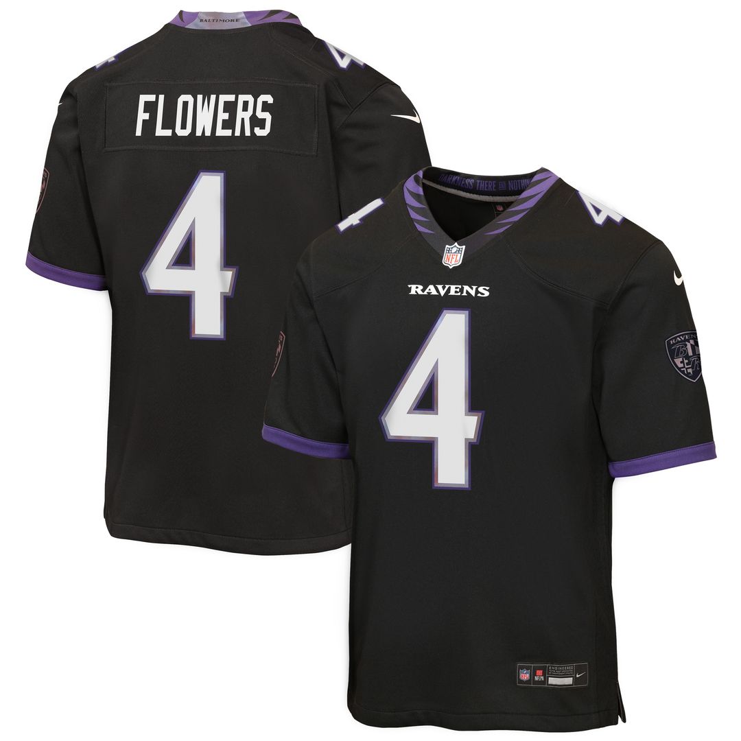 Zay Flowers Baltimore Ravens Youth Alternate Game Jersey - Black