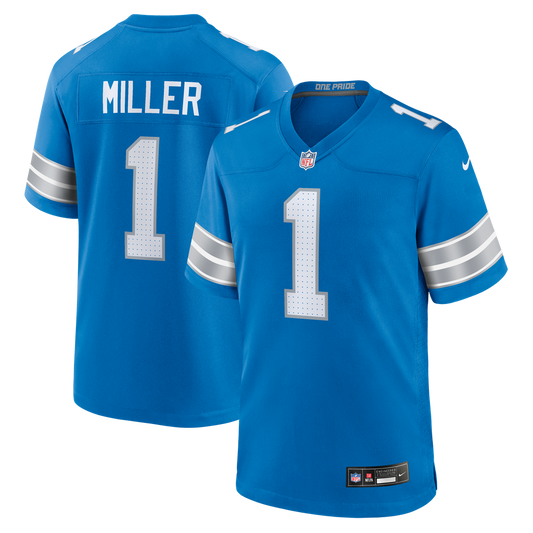 Blake Miller Detroit Lions 2026 Draft First Round Pick No. 17 Team Game Jersey - Blue