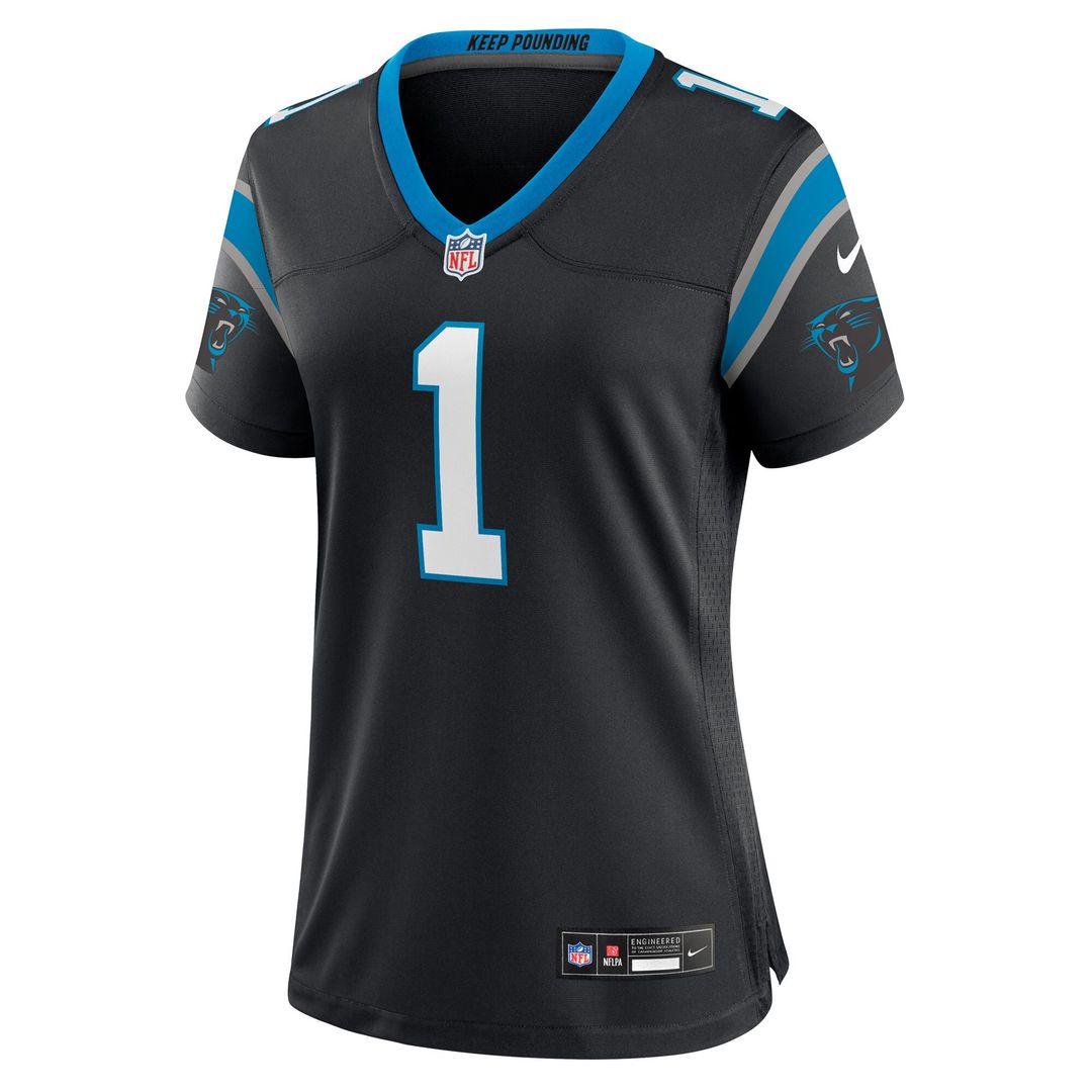 Number 1 Bride Carolina Panthers Women's Game Jersey - Black