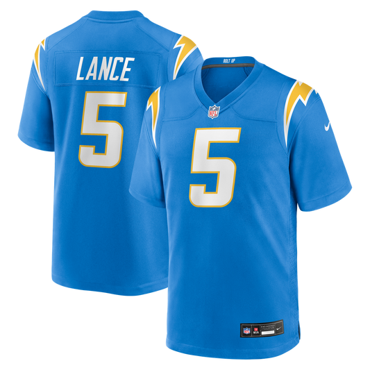 Trey Lance Los Angeles Chargers Team Game Jersey - Powder Blue