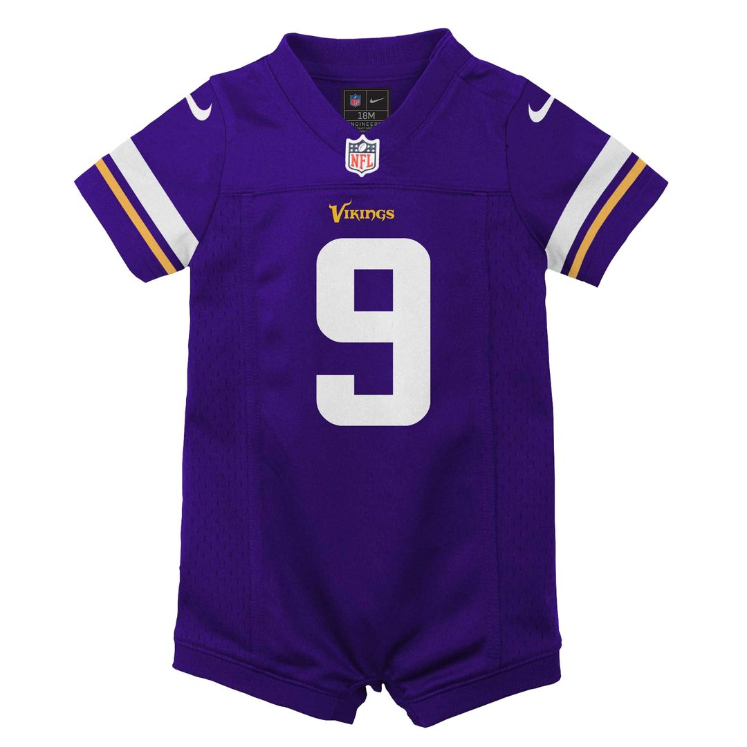 J.J. McCarthy Minnesota Vikings Newborn & Infant Romper Game Jersey - Purple
