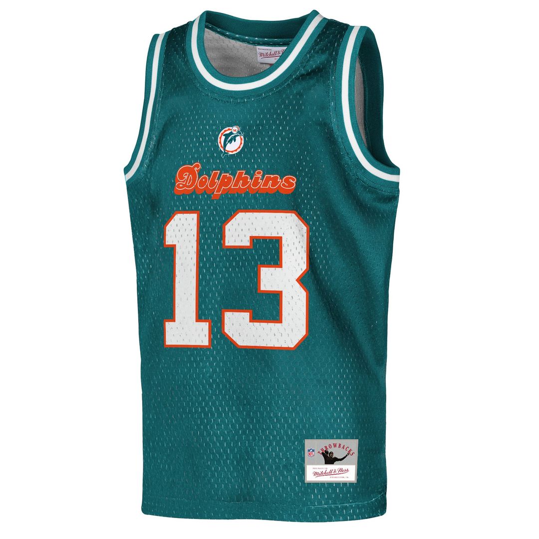 Dan Marino Miami Dolphins Mitchell & Ness Youth Retired Player Basketball Fashion Jersey - Aqua