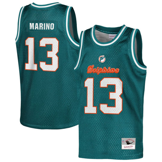 Dan Marino Miami Dolphins Mitchell & Ness Youth Retired Player Basketball Fashion Jersey - Aqua