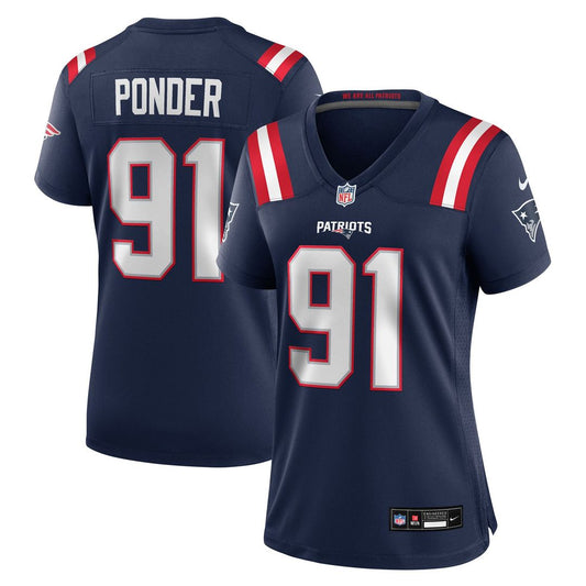 Elijah Ponder New England Patriots Women's Team Game Jersey - Navy
