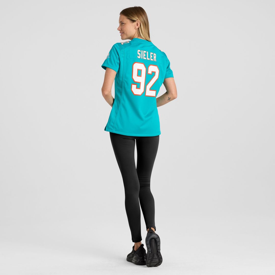 Zach Sieler Miami Dolphins Women's Game Jersey - Aqua