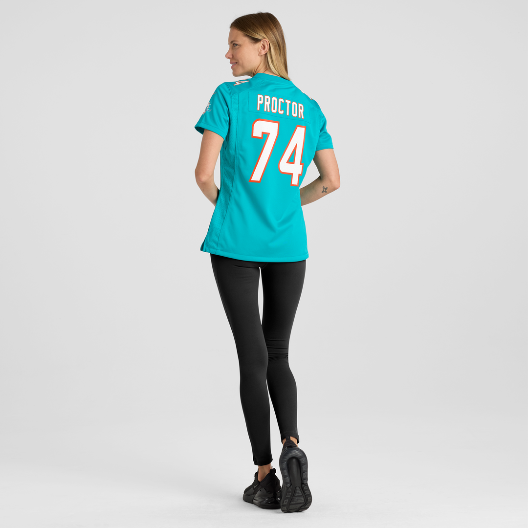 Kadyn Proctor Miami Dolphins Women's Team Game Jersey - Aqua
