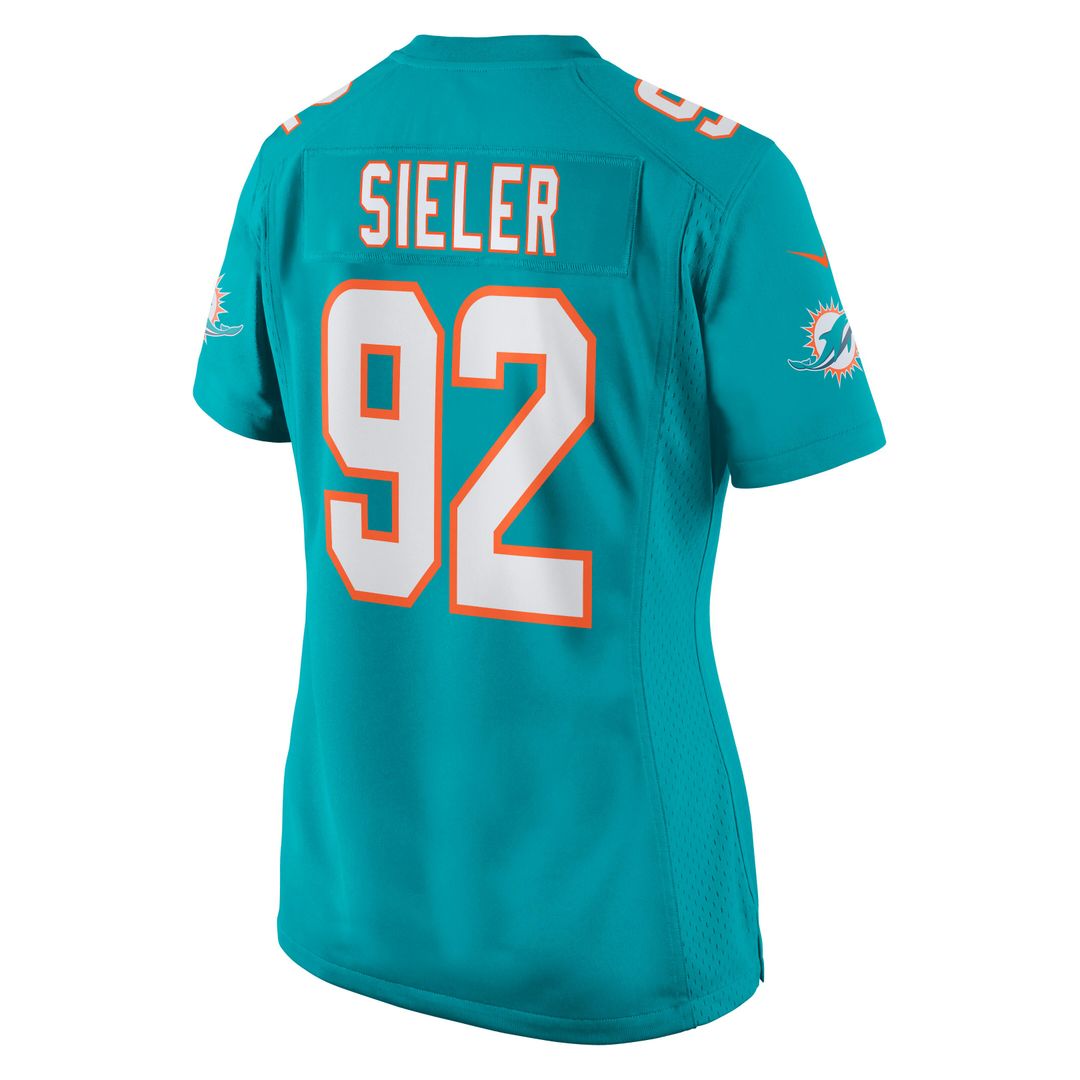 Zach Sieler Miami Dolphins Women's Game Jersey - Aqua