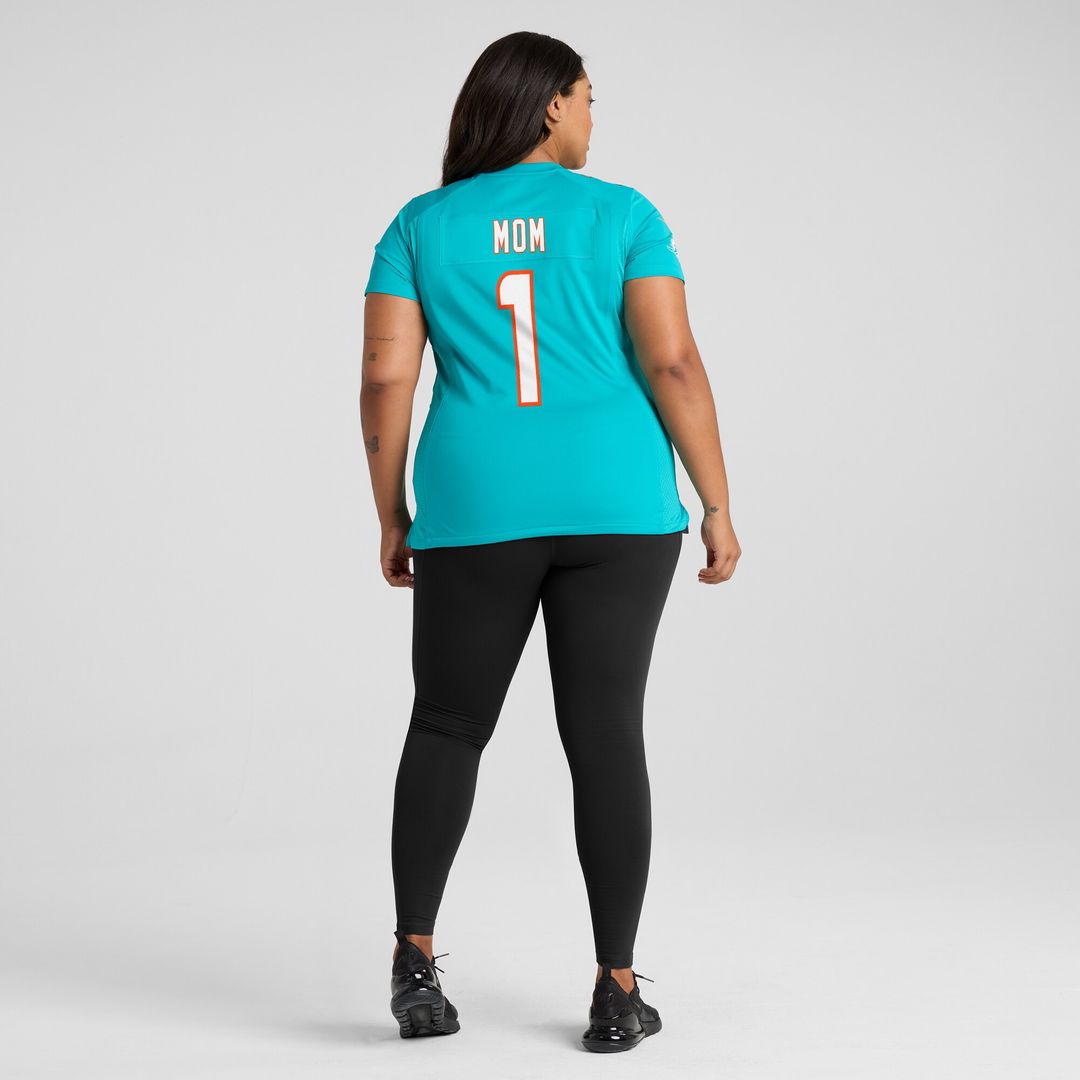 Number 1 Mom Miami Dolphins Women's Game Jersey - Aqua