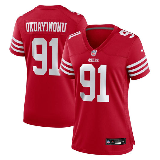 Sam Okuayinonu San Francisco 49ers Women's Team Game Jersey - Scarlet