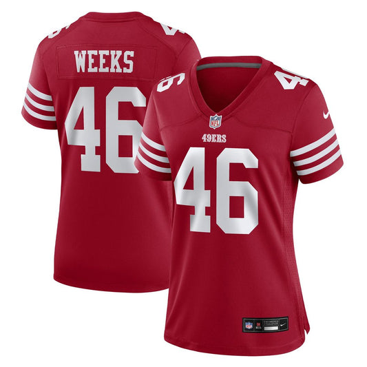 Jon Weeks San Francisco 49ers Women's Team Game Jersey - Scarlet