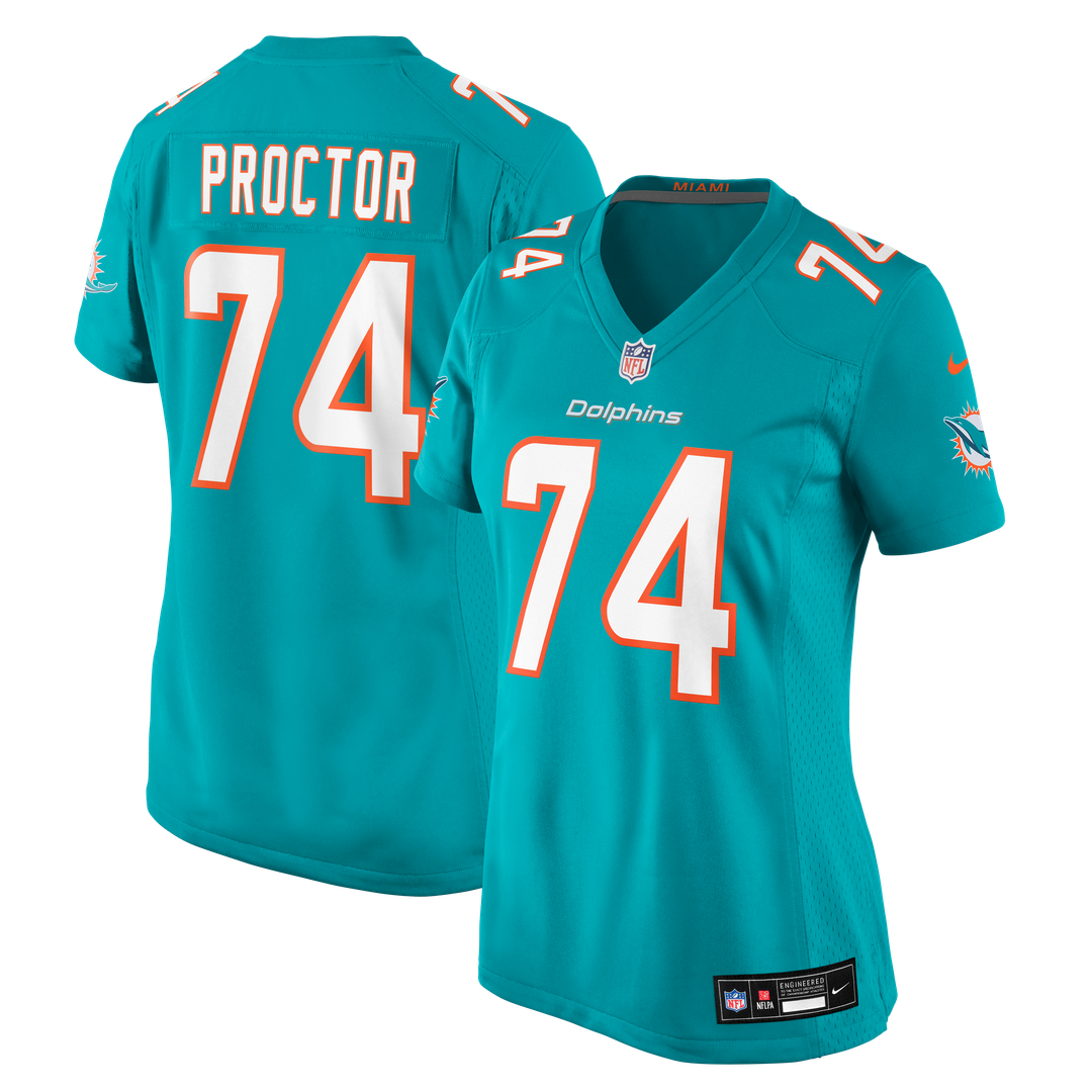 Kadyn Proctor Miami Dolphins Women's Team Game Jersey - Aqua