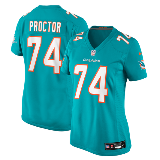 Kadyn Proctor Miami Dolphins Women's Team Game Jersey - Aqua