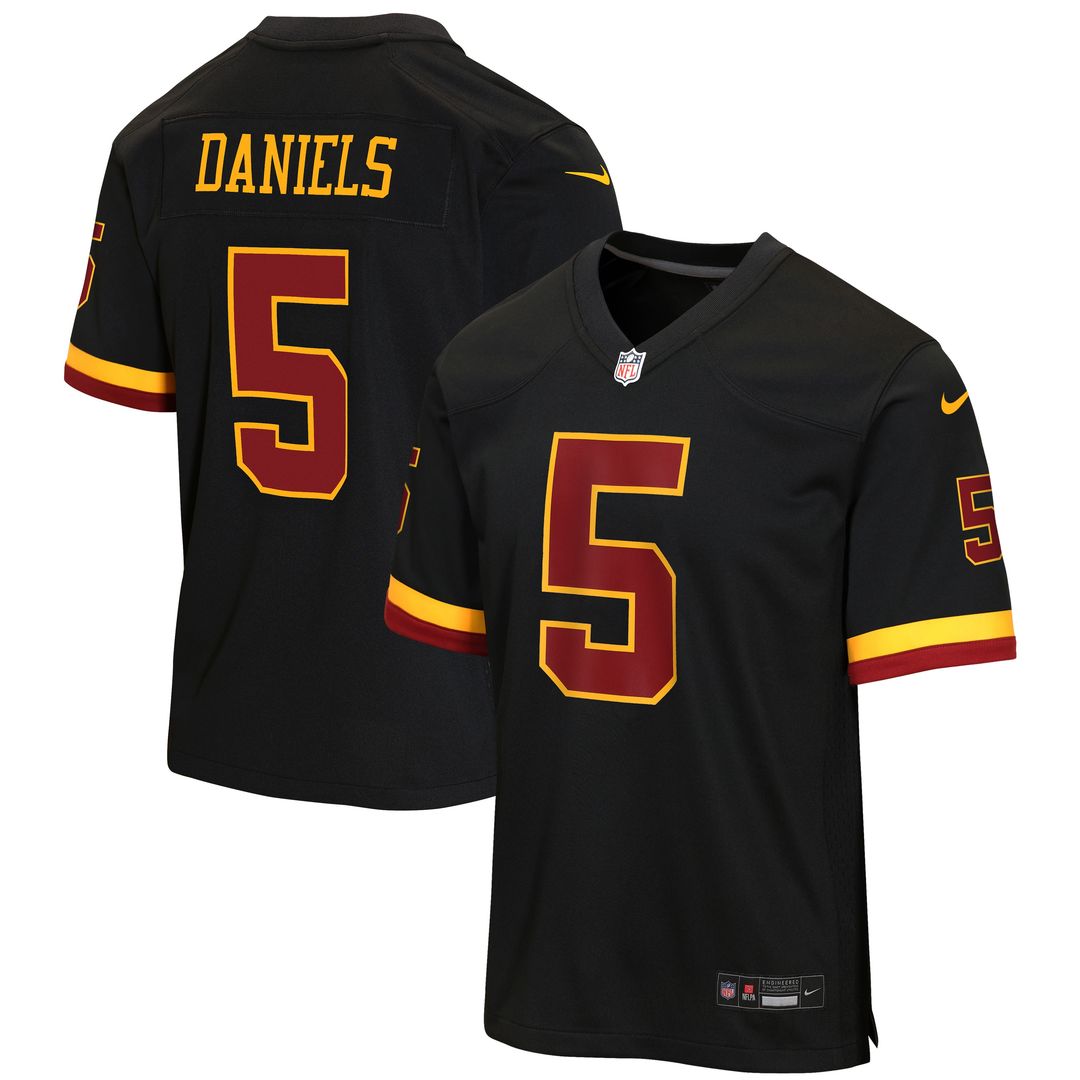 Jayden Daniels Washington Commanders Youth Hail Raiser Alternate Game Jersey - Black