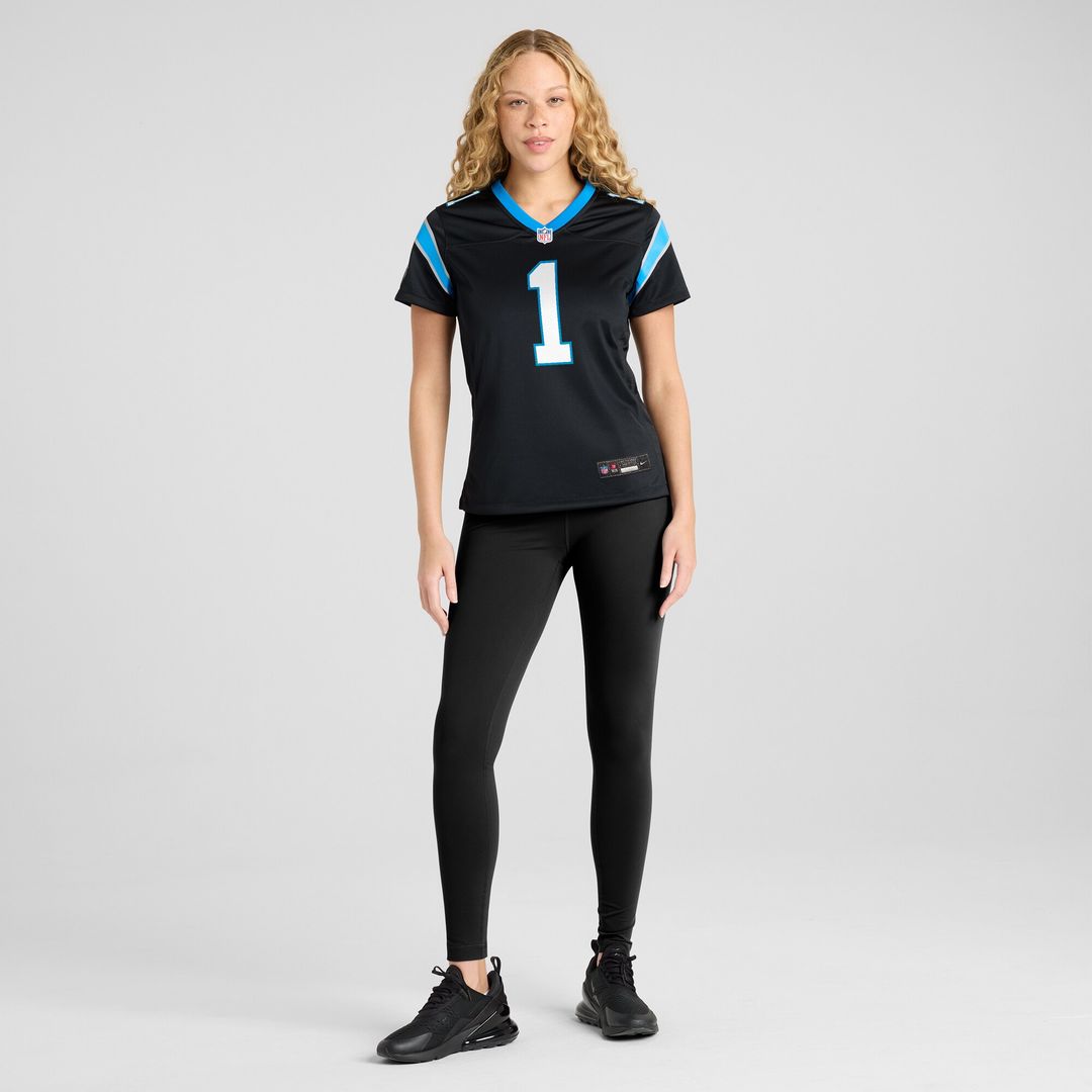 Number 1 Bride Carolina Panthers Women's Game Jersey - Black