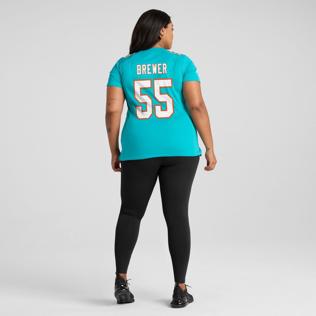 Aaron Brewer Miami Dolphins Women's Game Jersey - Aqua
