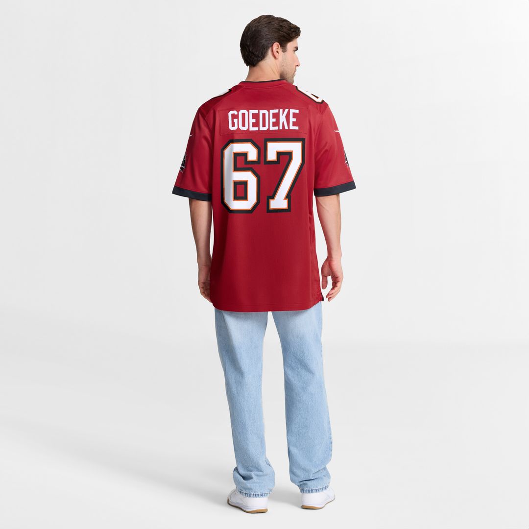Luke Goedeke Tampa Bay Buccaneers Game Player Jersey - Red