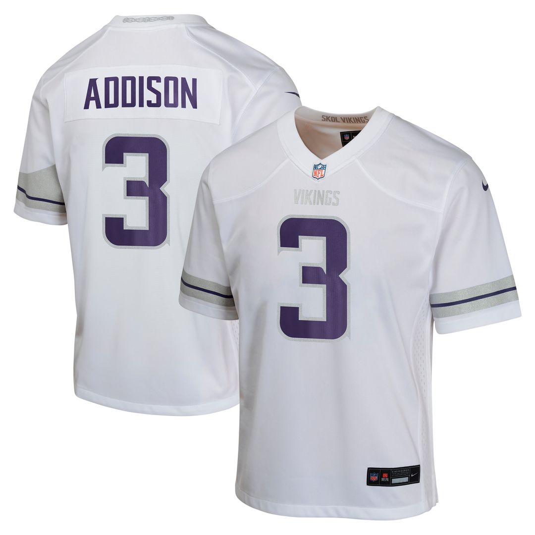 Addison Minnesota Vikings Youth Game Jersey - White