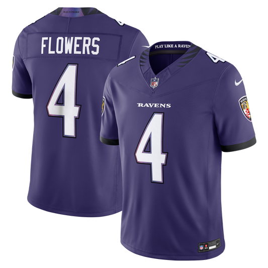 Zay Flowers Baltimore Ravens Vapor F.U.S.E. Stitched Limited Jersey - Purple