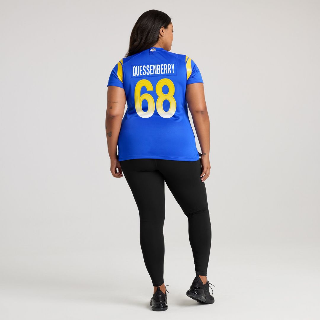 David Quessenberry Los Angeles Rams Women's Team Game Jersey - Royal