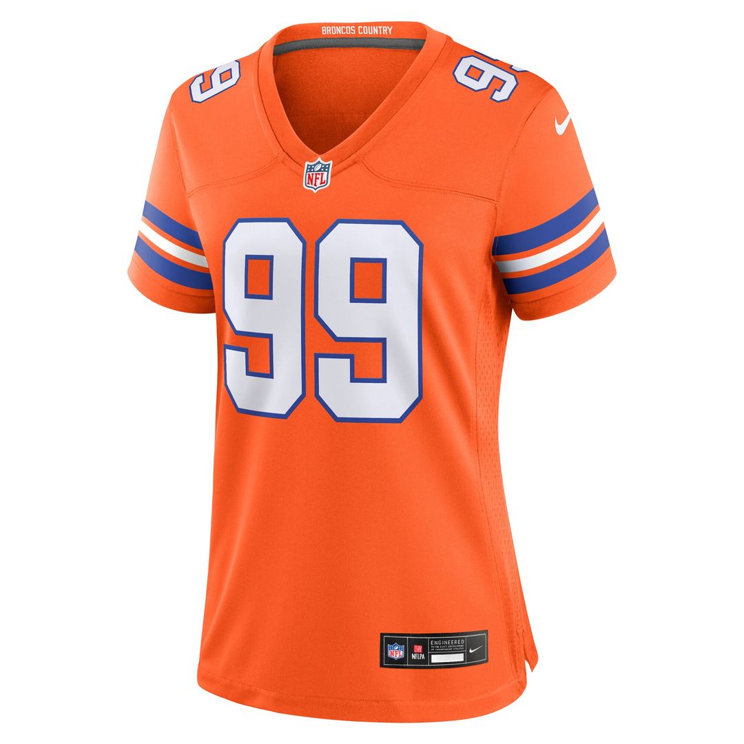 Zach Allen Denver Broncos Women's Mile High Collection 1977 Throwback Player Game Jersey - Orange