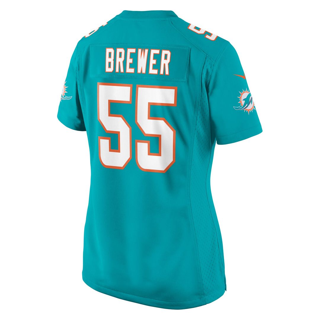 Aaron Brewer Miami Dolphins Women's Game Jersey - Aqua