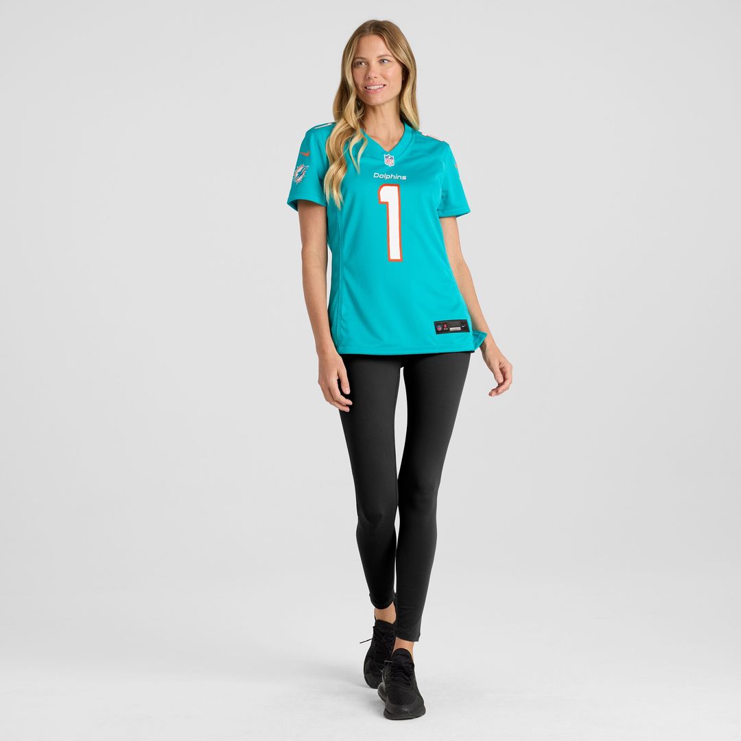 Number 1 Mom Miami Dolphins Women's Game Jersey - Aqua