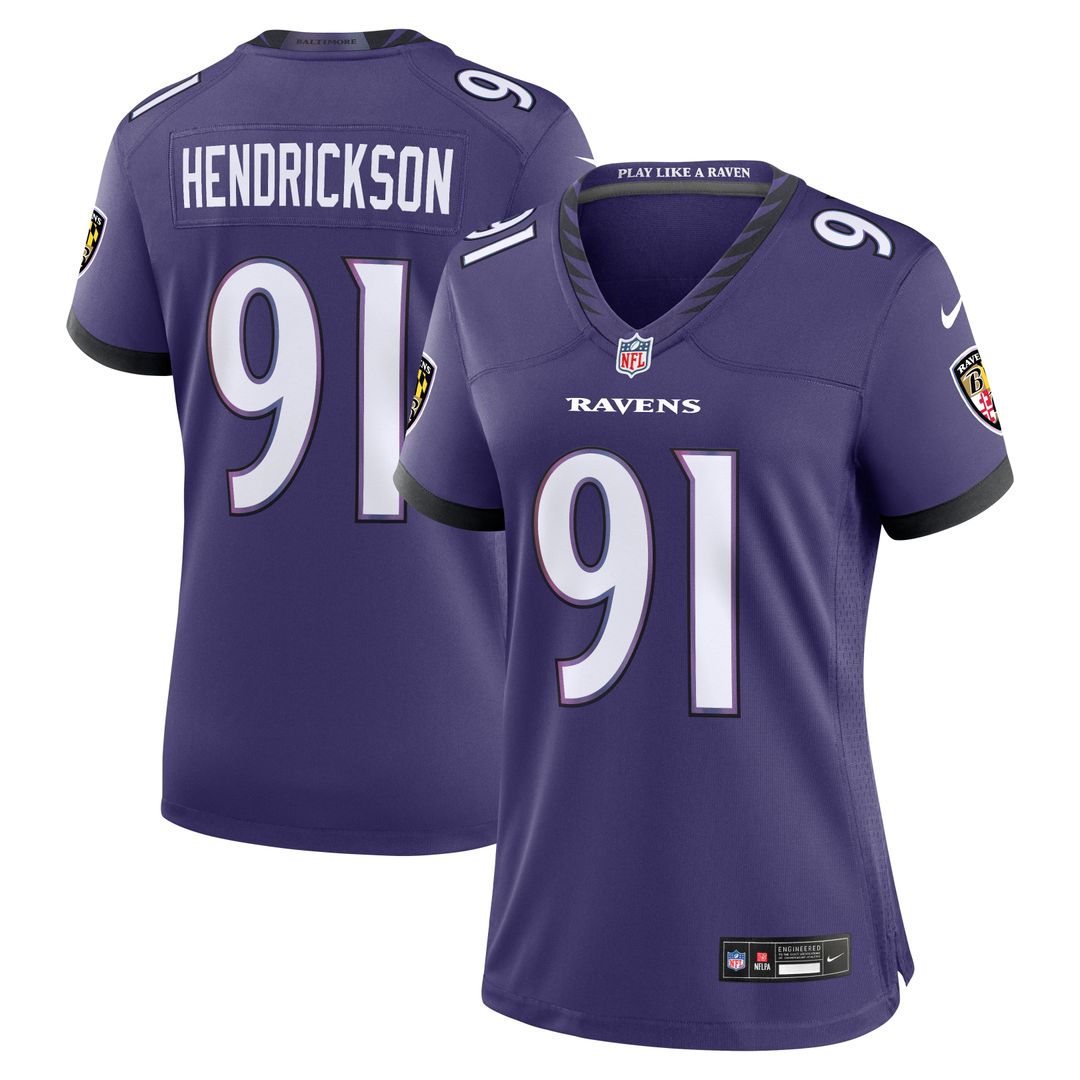 Trey Hendrickson Baltimore Ravens Women's Team Game Jersey - Purple