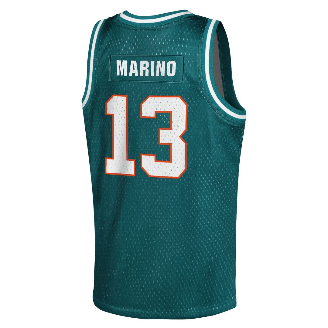 Dan Marino Miami Dolphins Mitchell & Ness Youth Retired Player Basketball Fashion Jersey - Aqua